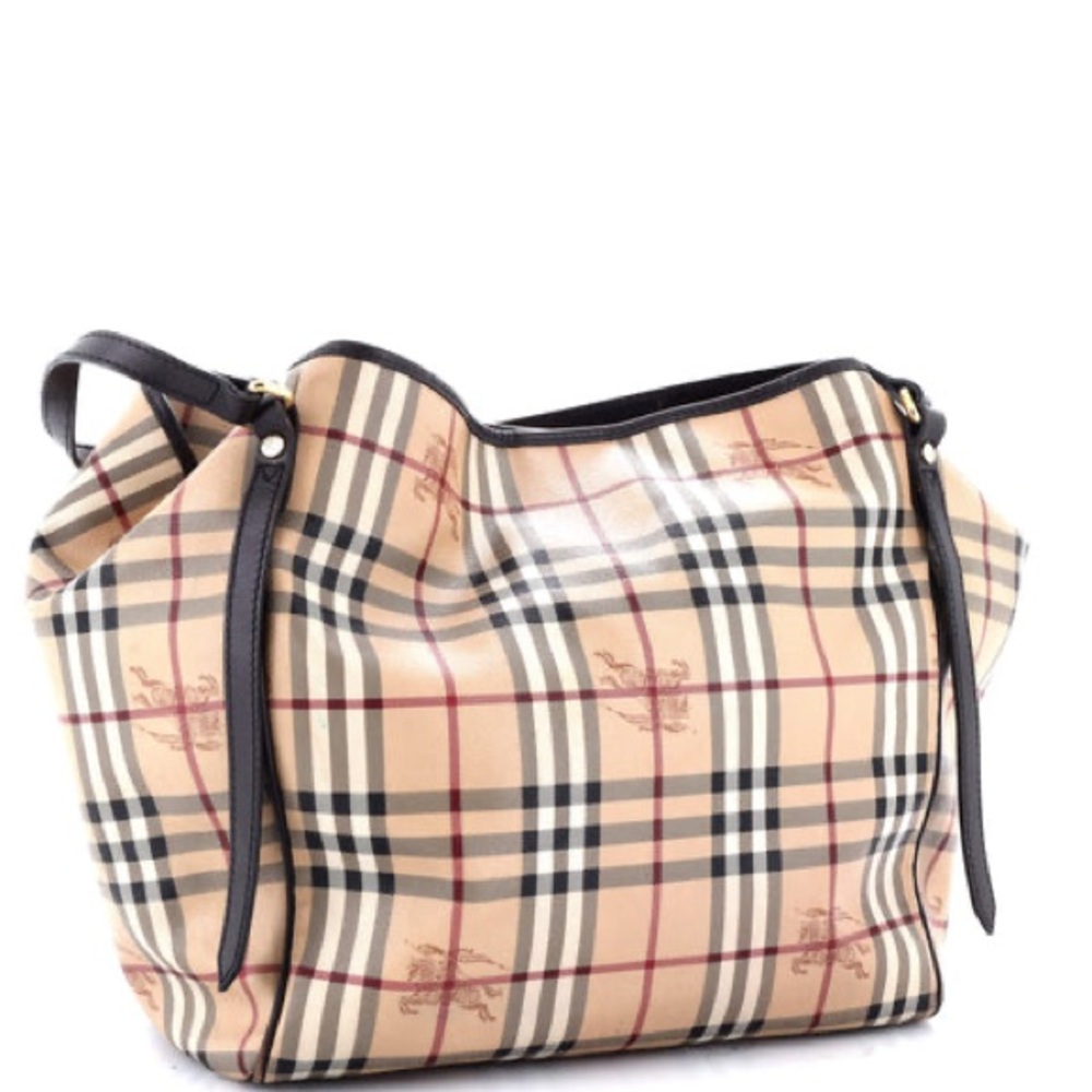 Burberry Tan and Black Shoulder Bag with Iconic Plaid
